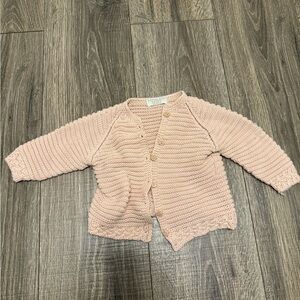 Nipperland Baby Girl Pink Crochet Cardigan Sweater Size 3-6 Months